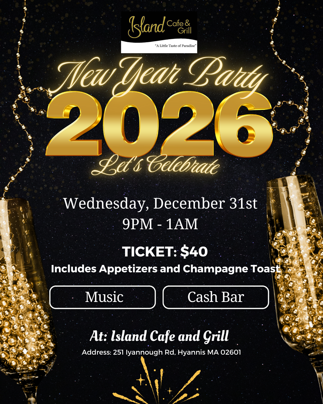 Island Cafe & Grill New Year's Eve Party